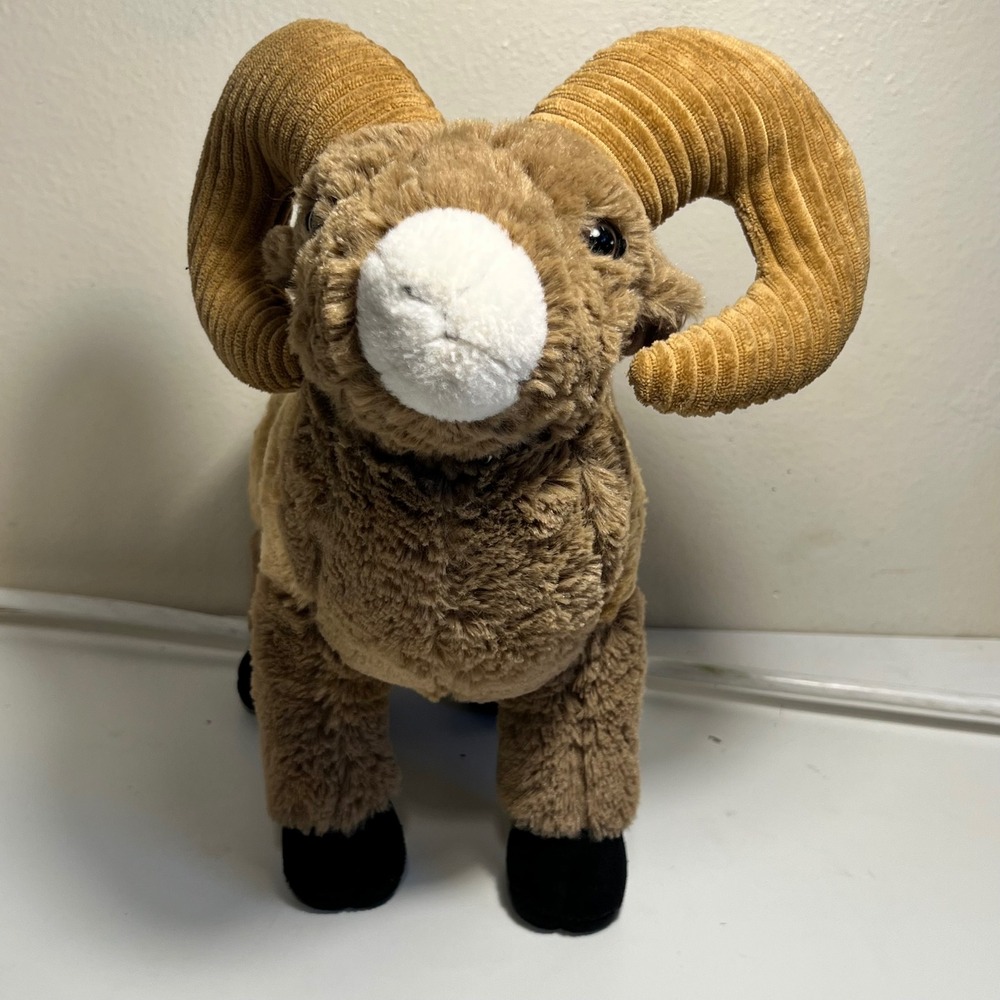Wild Republic Bighorn Sheep Ram Plush Brown Corduroy Horns Stuffed Animal 2021